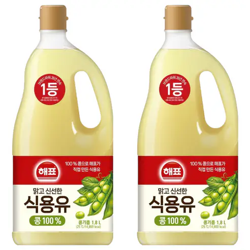 상품 이미지: 해표 콩기름 식용유, 1.8L, 2개