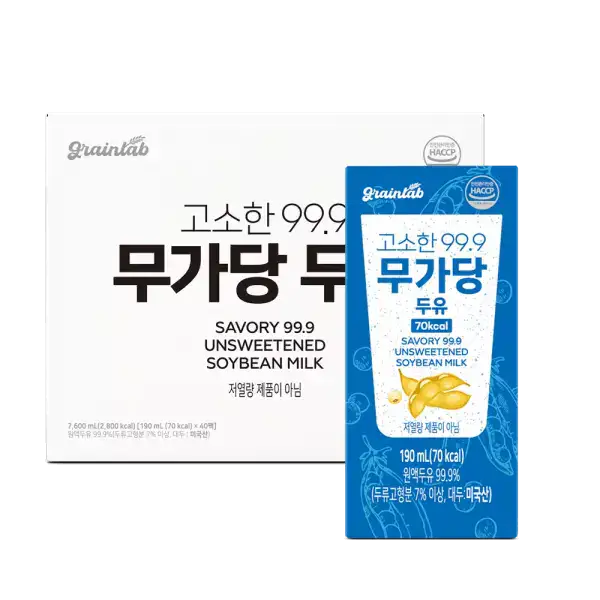 상품 이미지: 그레인랩 고소한99.9 무가당두유 190ml, 40입, 1개