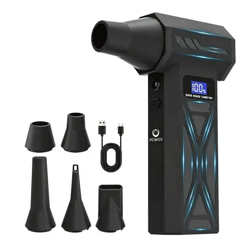 상품 이미지: PCMOS P70 초강력 무선 터보 제트 에어건 4단 풍속 최대 130 000RPM LED 조명 배터리 잔량 표시 휴대용 포켓 블로워 차량 세차 키보드 캠핑 먼지 제거