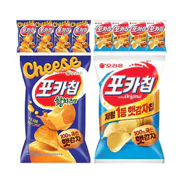 상품 이미지: 오리온 포카칩 황치즈 60g, 5개 + 포카칩 오리지널 66g, 5개