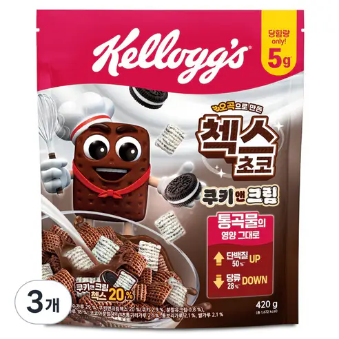 상품 이미지: 첵스초코 쿠키앤크림 시리얼, 420g, 3개
