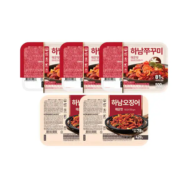 상품 이미지: 하남쭈꾸미 매운맛 500g, 3개 + 하남오징어 매운맛 420g, 2개