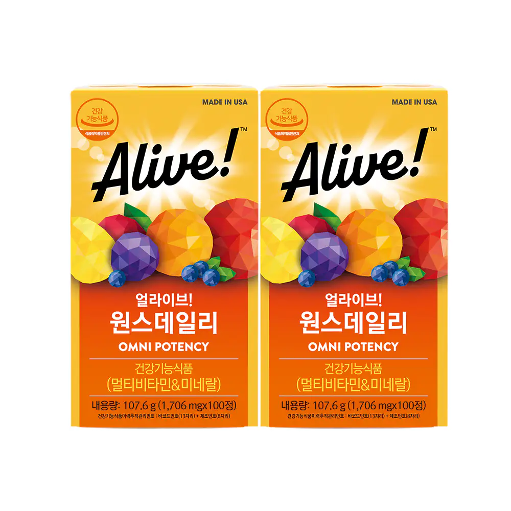 상품 이미지: 얼라이브 원스데일리 멀티 종합 온가족 비타민 100정, 2개