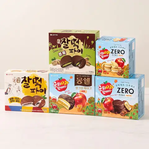 상품 이미지: 두바이찰떡파이 2개 외 파이류 혼합구성 찰떡파이 몽쉘애플 제로케이크 제로초코파이