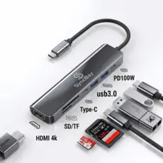상품 이미지: 싱크베이 초고속 4K HDMI USB C타입 7포트 멀티 허브, 1개, 그레이