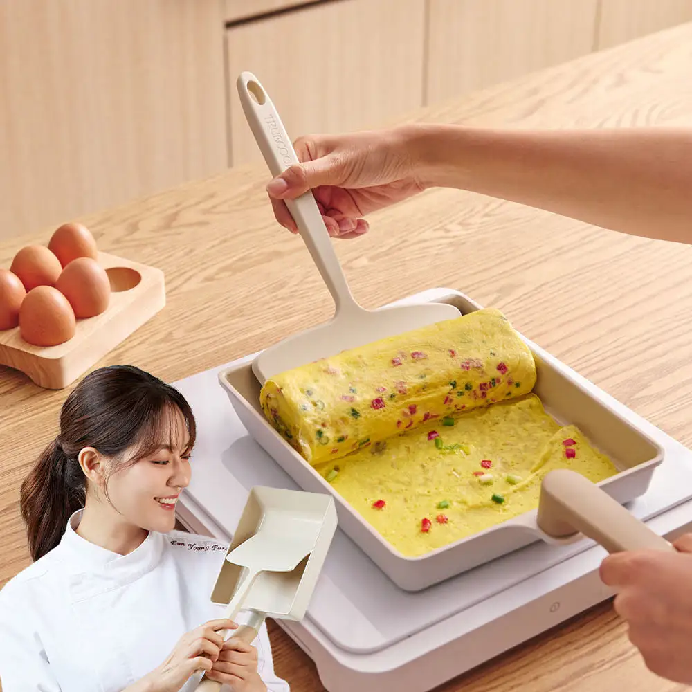상품 이미지: 트루쿡 국산 자이언트 계란말이팬 인덕션 세라믹 20cm 대형 사각 후라이팬 뒤집개 세트