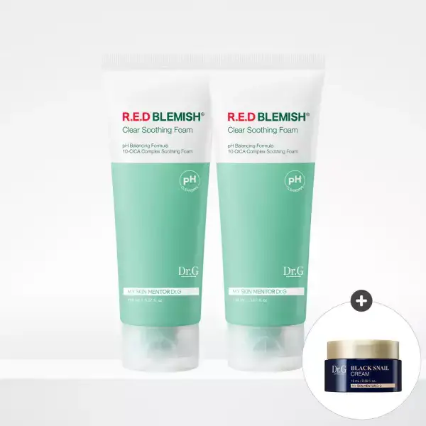 상품 이미지: 닥터지 약산성 레드 블레미쉬 클리어 수딩폼 150mL 2개+(증정)블랙스네일 크림 15ml