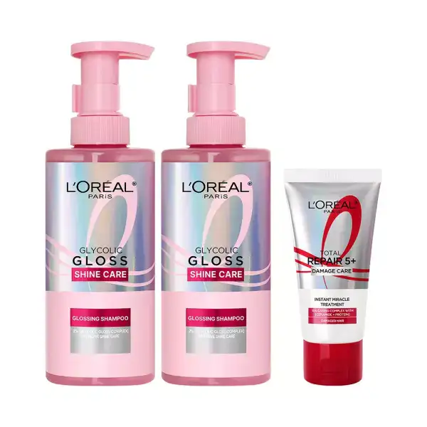 상품 이미지: 로레알파리 글라이콜릭 글로스 샴푸 440ml 2개 + 데일리 손상 헤어팩 50ml