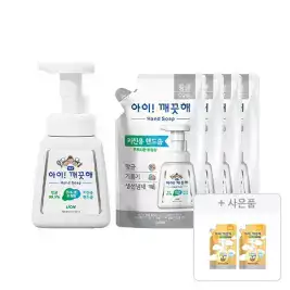 상품 이미지: 아이깨끗해 핸드워시 용기 키친 250ml, 1개+리필 키친 200ml, 4개+증정(순 100ml, 2개)