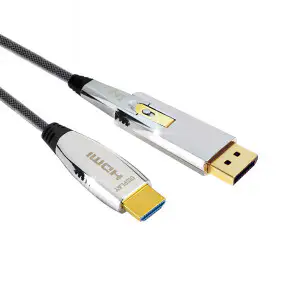 상품 이미지: DP to HDMI Ver2.0 광 AOC 케이블 실버메탈 50M