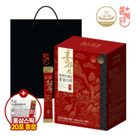 상품 이미지: 설혜담 원데이 365 홍삼스틱 100포 x 1박스+쇼핑백+홍삼스틱 20포 증정 / 대용량 홍삼 6년근 국내산 홍삼