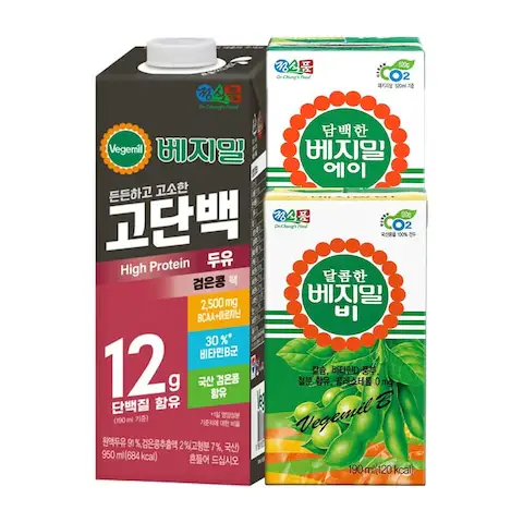 상품 이미지: 베지밀 담백한 A 에이 , 달콤한 B 비 두유 190ml 24팩, 48팩