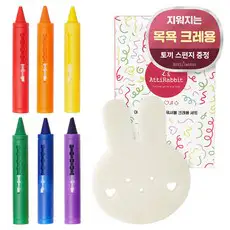 상품 이미지: 아띠래빗 목욕놀이 워셔블 크레용 6종 + 토끼 스펀지 세트, 혼합색상, 1세트