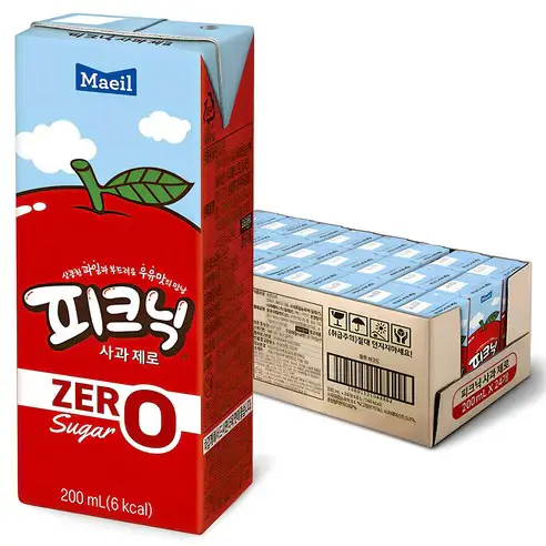 상품 이미지: 피크닉 제로 사과, 200ml, 24개