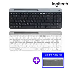 상품 이미지: 로지텍코리아 정품 K580 슬림 무선 블루투스 키보드 한글자판+키스킨 세트