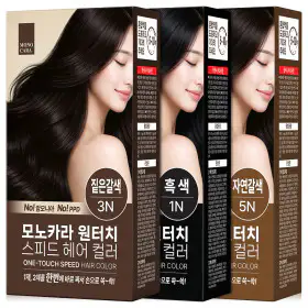 상품 이미지: 모노카라 원터치 스피드 헤어 컬러 새치염색 5개입 2박스 (총10회분) 셀프 거품형염색약