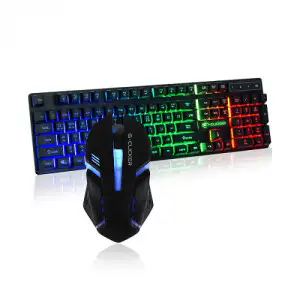 상품 이미지: 지클릭커 GMK-180 레인보우 LED 키보드 마우스 세트 (블랙)