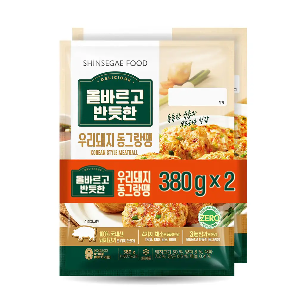상품 이미지: [메가세일] 올바르고 반듯한 우리 돼지 동그랑땡 380g 2+2 (총 4개) 올반 (27.01.03 까지)