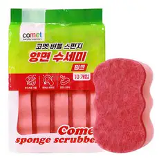 상품 이미지: 코멧 양면 버블 스펀지 수세미 핑크, 10개입, 1개