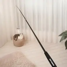상품 이미지: 펫츠몬 고양이 장거리 1.8m 4단 깃털 낚싯대, 블랙, 1개