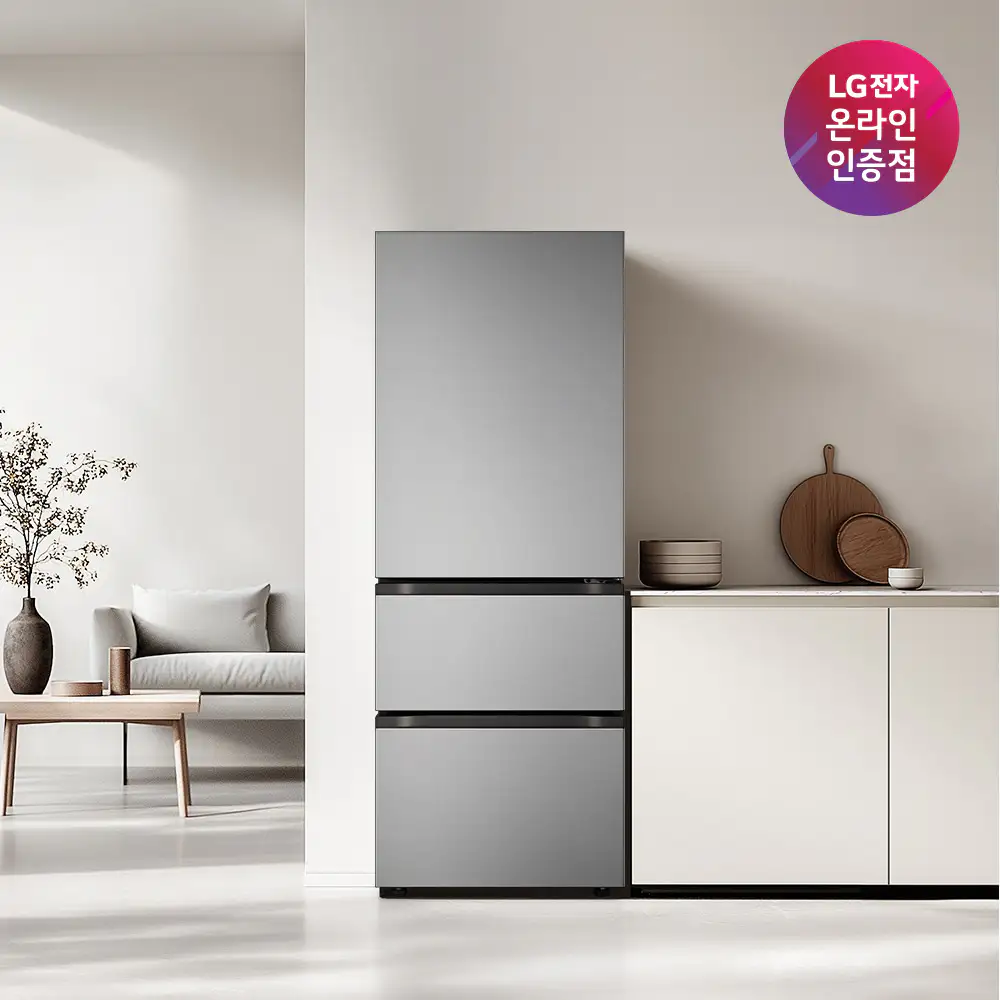 상품 이미지: LG 디오스 오브제컬렉션 김치톡톡 Z330MPSF11 327L 1등급 (프라임실버/메탈) 3도어 스탠드형 신혼 서브 멀티 냉장고