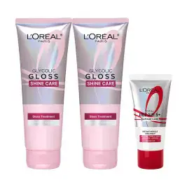 상품 이미지: 로레알파리 글라이콜릭 글로스 헤어팩 200ml 2개 + 데일리 손상 헤어팩 50ml