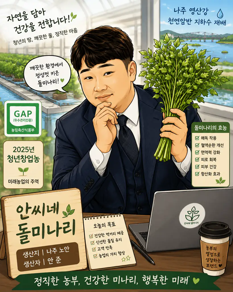 상품 이미지: 청년농부의 나주노안 향이다른 미나리 1kg 2kg