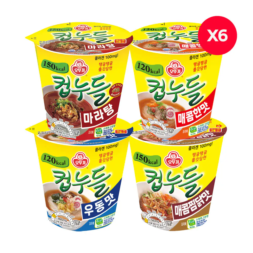상품 이미지: 오뚜기 컵누들 마라탕 6개+매콤한맛 6개+우동맛 6개+매콤찜닭맛 6개