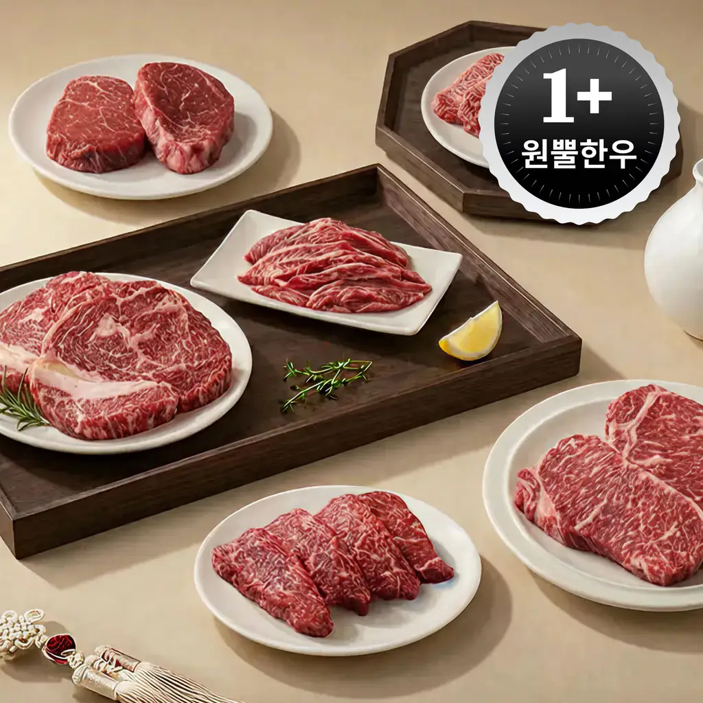 상품 이미지: 1+ 원쁠 거세한우 살치 등심 안심 치마살 갈비 채끝 부채 소고기 불고기 구이용 선물