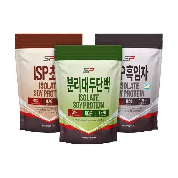 상품 이미지: 총 3.6kg 대용량! ISP 단백질 3팩 골라담기 (오리지널·흑임자·초코)