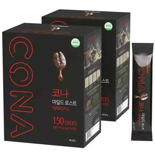 상품 이미지: [공식판매점] 코나 마일드로스트 150T+150T 블랙커피 아메리카노 미니 스틱 봉지