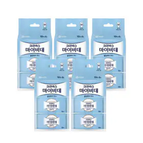 상품 이미지: 크리넥스 마이비데 클린케어 미니 휴대용 10매 X 6개입 X 5EA (화장실용 비데물티슈)