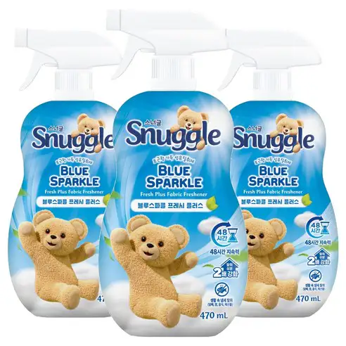 상품 이미지: 스너글 블루 스파클 프레시 플러스 섬유탈취제 본품, 470ml, 3개