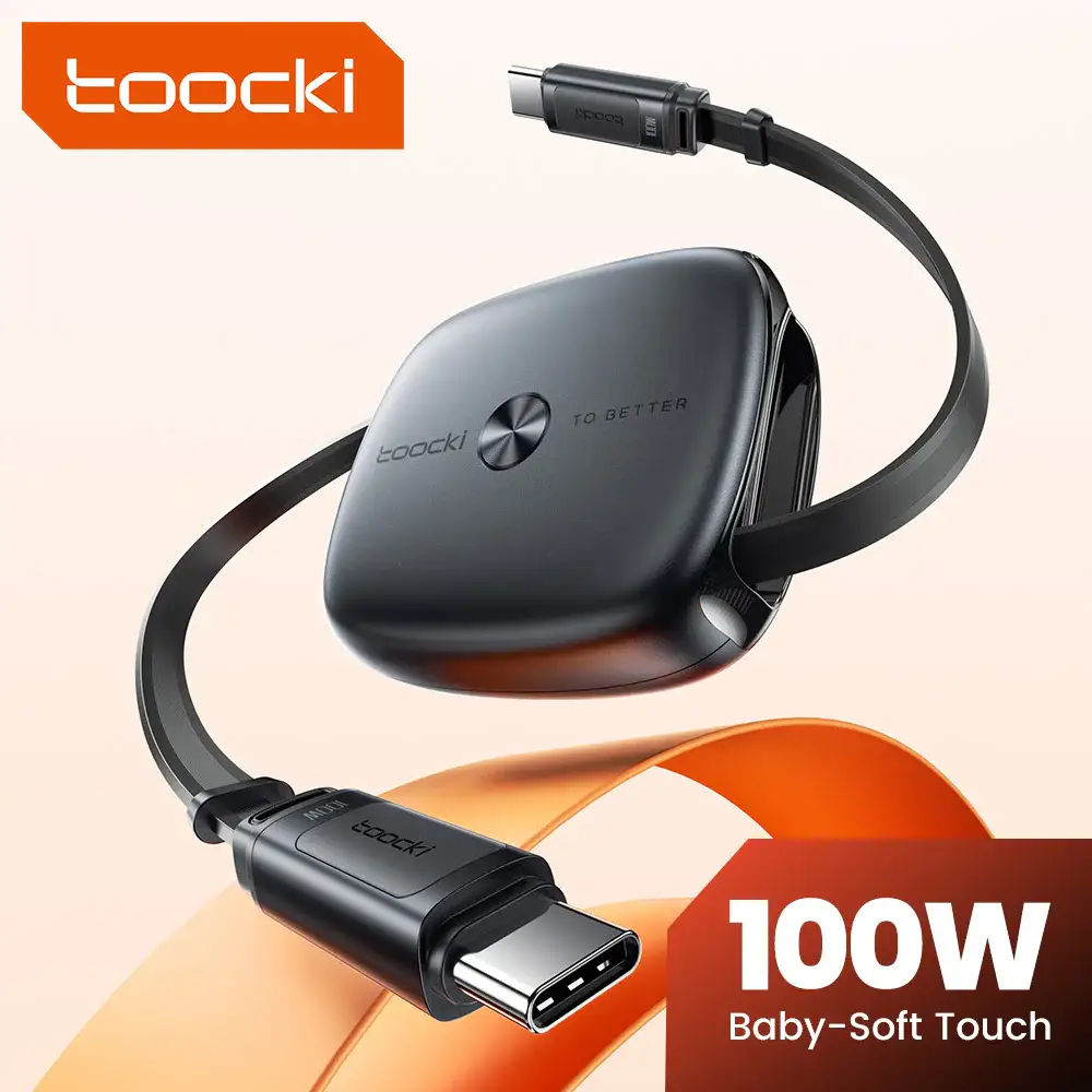상품 이미지: 투키 100W 타입 C 접이식 케이블 SFC 3.0 고속 충전 지원 미니 사이즈 USB C TPE 케이블 (삼성 갤럭시 S26 아이폰 16 17 호환)
