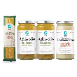 상품 이미지: 청정원 파스타소스, 알리오올리오, 360g, 2개 + 머쉬룸투움바, 350g, 1개 + 스파게티면, 500g, 1개