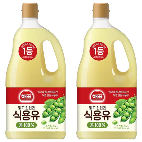 상품 이미지: 해표 콩기름 식용유, 1.5L, 2개