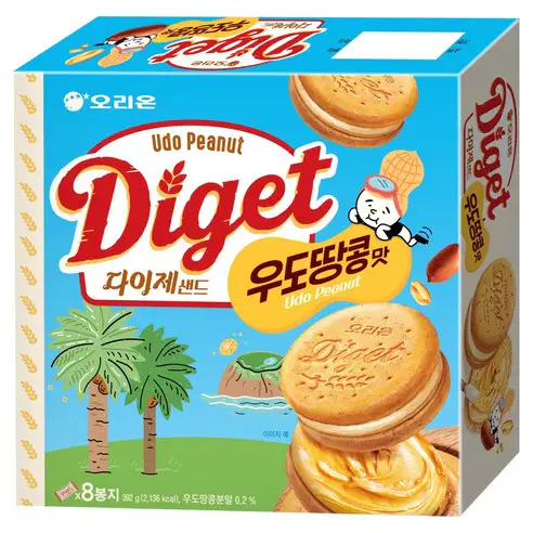 상품 이미지: 오리온 다이제샌드 우도땅콩맛 8p, 392g, 1개