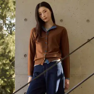 상품 이미지: 26FW 하이넥 버튼 배색 가디건 3종