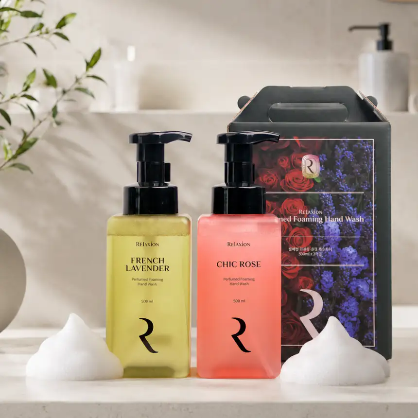 상품 이미지: 릴렉션 대용량 퍼퓸 핸드워시 500ml 거품 손세정제 2종 선물세트