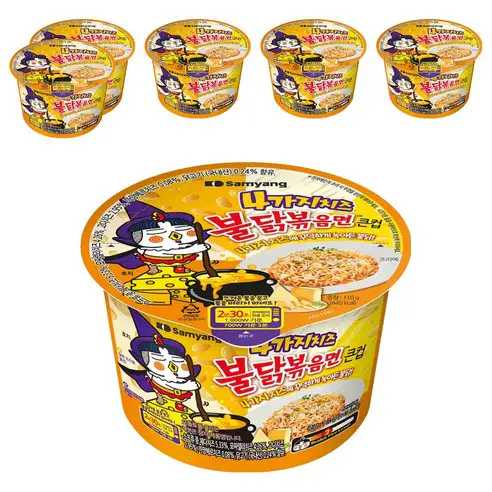 상품 이미지: 불닭볶음면 4가지 치즈 큰컵 110g, 6개