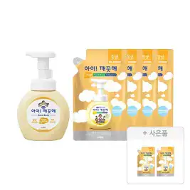 상품 이미지: 아이깨끗해 핸드워시 용기 순 250ml, 1개+리필 200ml, 4개+증정(순 100ml, 2개)