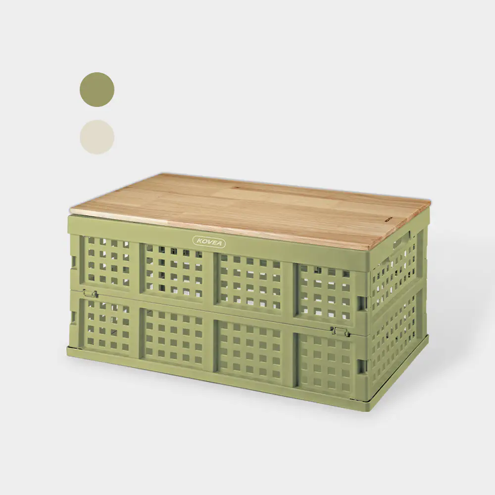 상품 이미지: 코베아 접이식캠핑박스 폴딩박스 70L SET 고무나무상판포함 수납 KFB-70G/WSET
