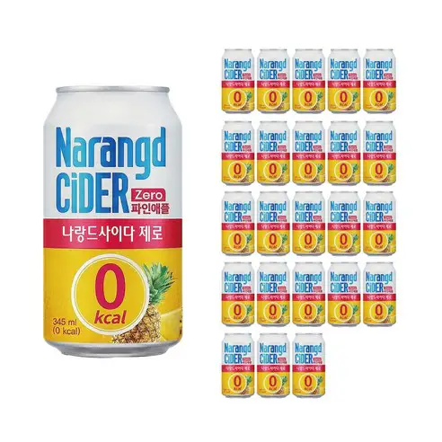 상품 이미지: 나랑드사이다 제로 파인애플 캔, 345ml, 24개