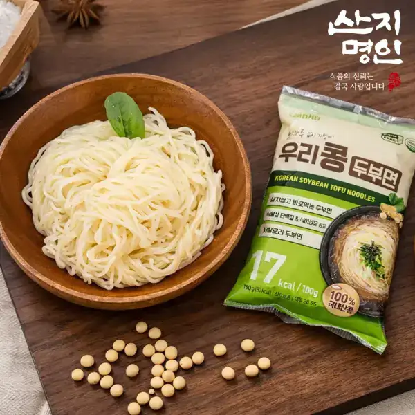 상품 이미지: [산지명인] 100g당 17kcal 바로먹는 두부면 180g x 5팩 해썹인증