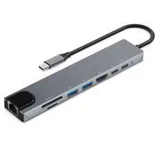 상품 이미지: 홈플래닛 8포트 USB3.0 유선랜 멀티허브 DEX미러링 HUB8C-Y, 그레이, 1개