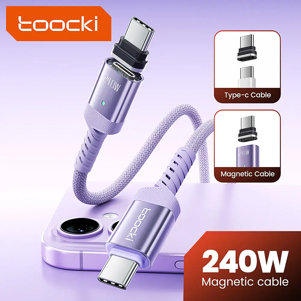 상품 이미지: 투키 240W USB C 마그네틱 충전 케이블 PD 고속 충전 타입 C to 타입 C 케이블 (아이폰 17, 맥북, 화웨이, 삼성 S26, S25 호환)