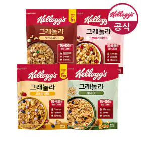 상품 이미지: 켈로그 그래놀라 시리얼 500G 4종 1+1+1 총 3팩 골라담기(현미/통귀리/넛츠앤씨드/크랜베리)