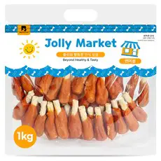 상품 이미지: 졸리마켓 강아지 대용량 육포, 연어봉, 1kg, 1개