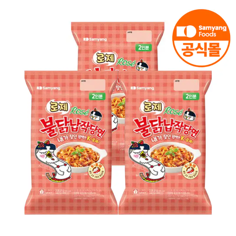 상품 이미지: 삼양식품 로제불닭납작당면 파우치 338.8g, 3개