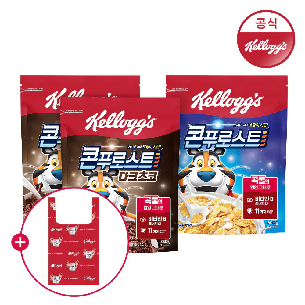 상품 이미지: 켈로그 콘푸로스트 다크초코 2팩 +콘푸로스트 1팩(+바쿠백)